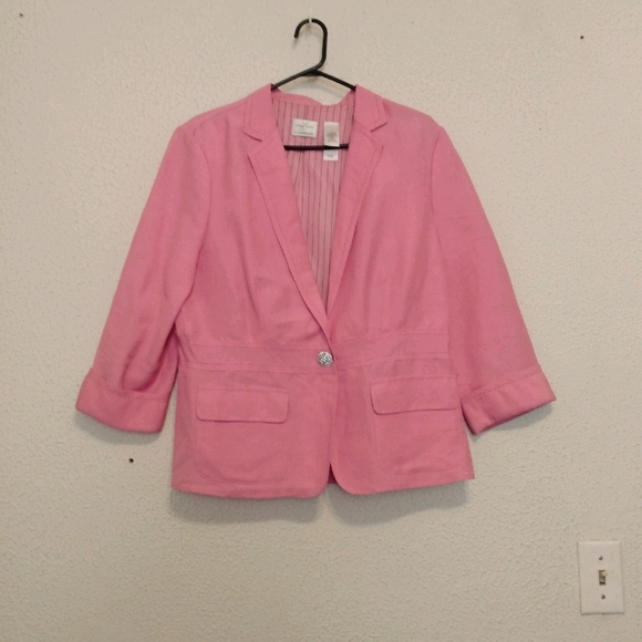 Emma James by Liz Claiborne Pink Linen Jacket 12 - Picture 1 of 10